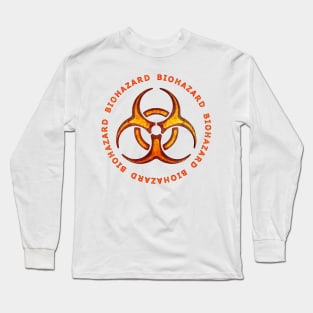 Red Biohazard Sign Long Sleeve T-Shirt